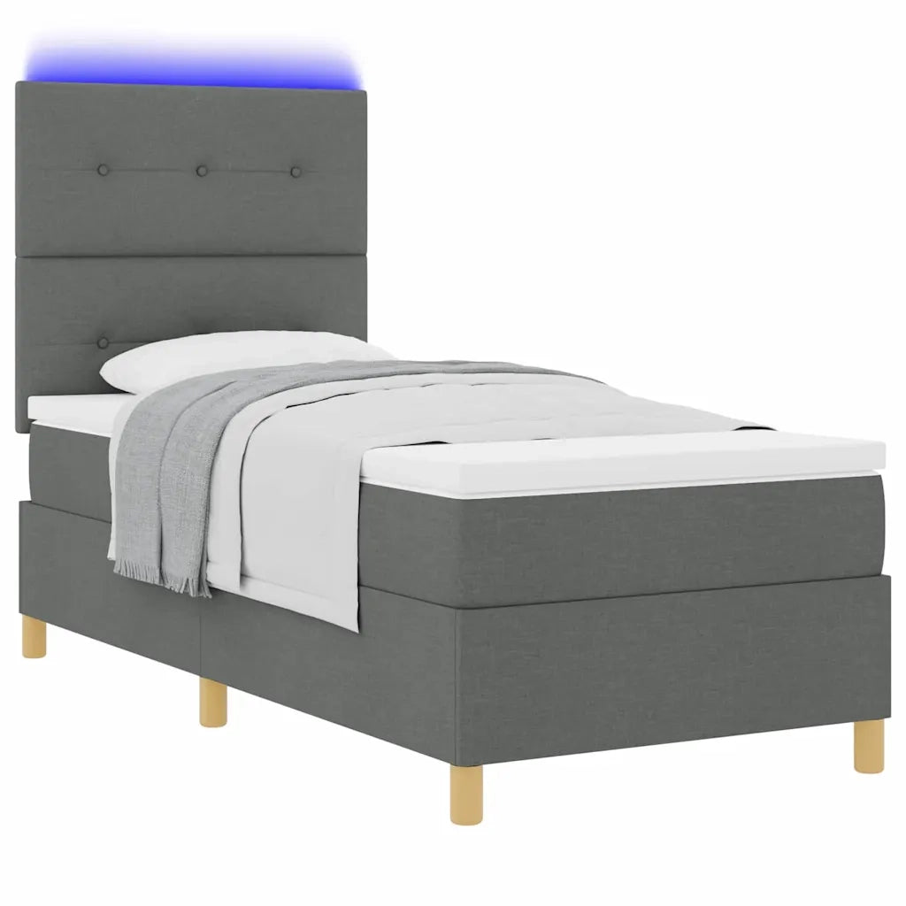 Letto a Sorgente LED Grigio scuro 90 x 200 cm Tessuto 3343069
