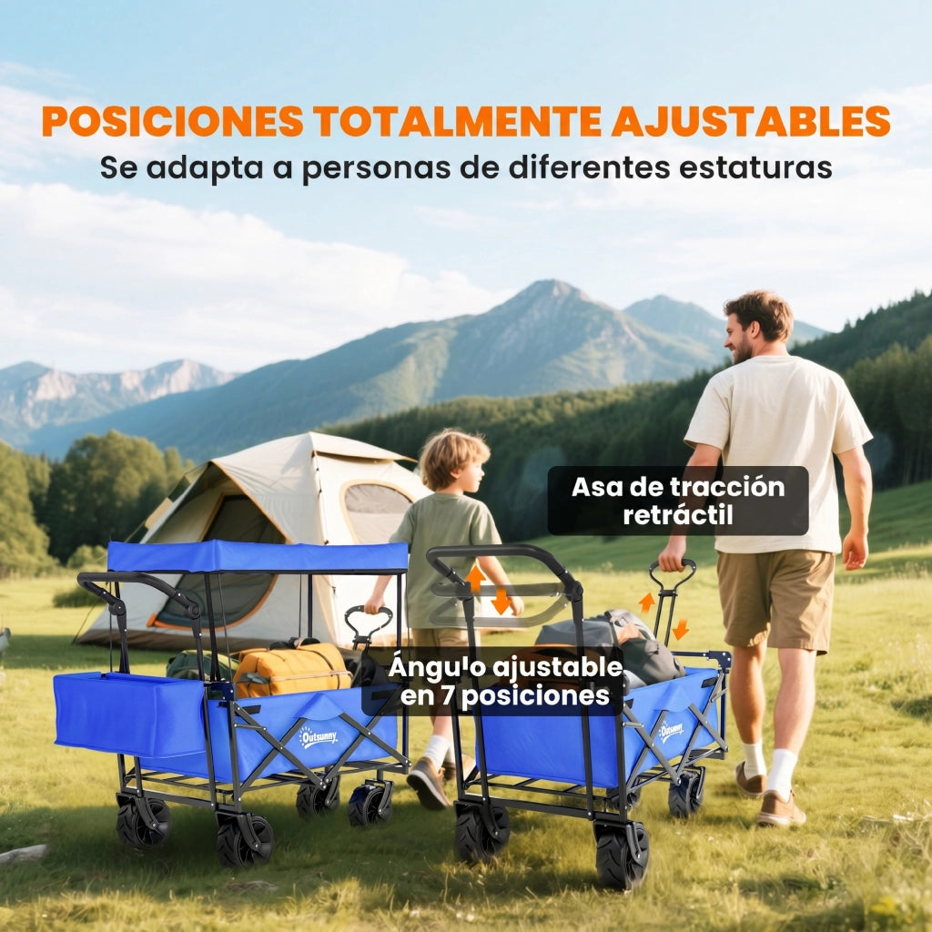 Carrello Pieghevole con Toldo ¨C zephmum ¨C Blu 117x55x98 cm