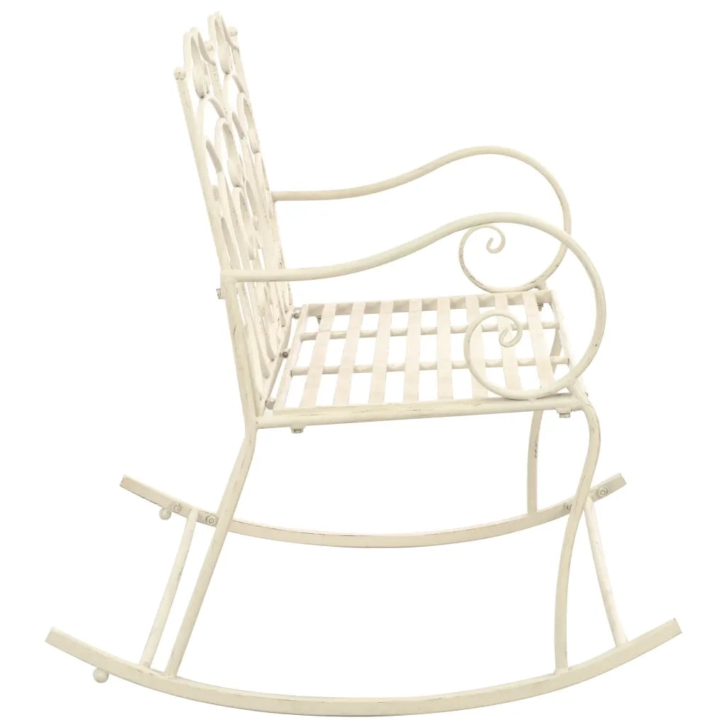 Panchina da Giardino 104 cm in Ferro Bianco Anticato cod mxl 52730