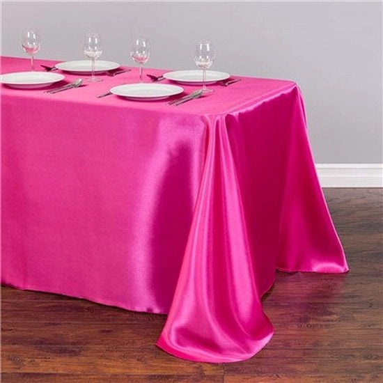Tavolo da pranzo in cotone - 250x145 cm - Rosa scuro - Tavolo in velluto - Decorazione per la sala da pranzo - Tavoli
