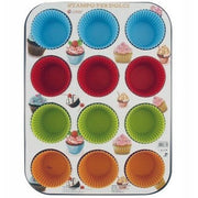 Trade Shop - Stampo Teglia Vassoio Antiaderente Per 12 Muffin Dolci Con Pirottini In Silicone -