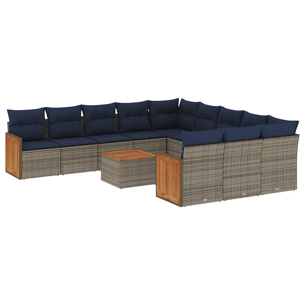 Set Divani da Giardino 12 pz con Cuscini Grigio in Polyrattan 3228119
