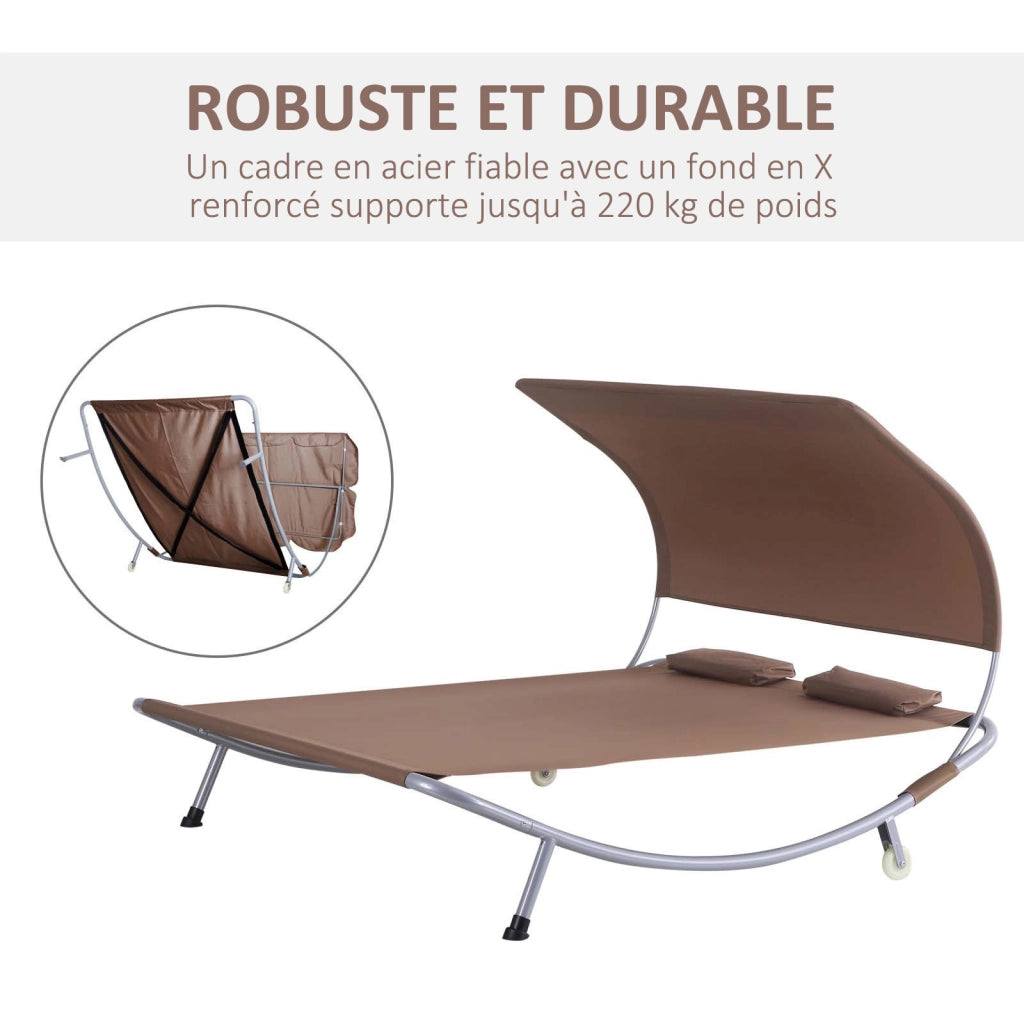Letto da Giardino 2 Posti con Tetto Regolabile ¨C Zephmum ¨C Acero Epoxy Poliestere Marrone Scuro