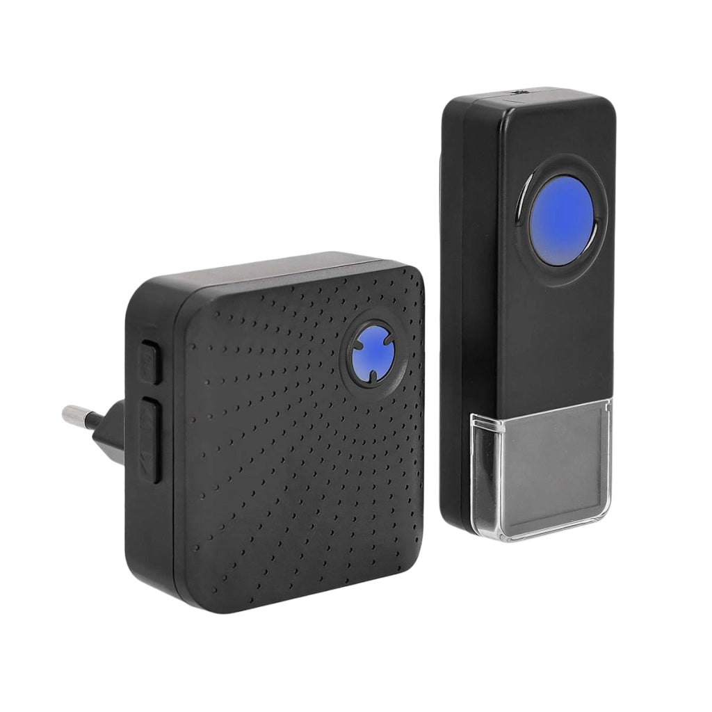 Kit Campanello Senza Fili 110dB Portata 150m IP55 58 Melodie Nero Nedis