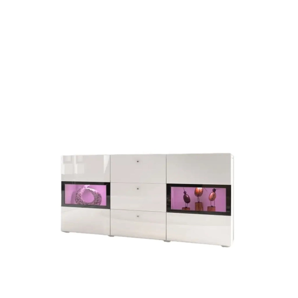 Set di 7 mobili da salotto collezione RAMOS. Colore bianco lucido.