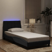 Giroletto con LED senza Materasso-Struttura Letto Hanko Nero 90x190 cm in Velluto