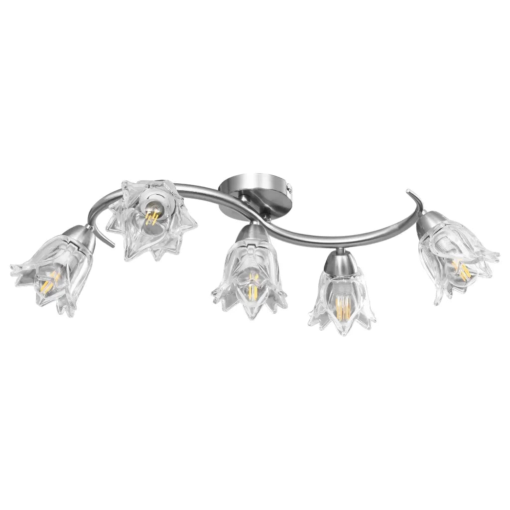 Lampadario con Paralumi in Vetro per 5 Lampadine E14 Tulipano CFW8593574