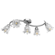 Lampadario con Paralumi in Vetro per 5 Lampadine E14 Tulipano CFW8593574