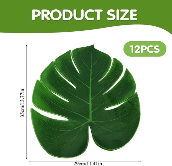 Decorazione per Casa/Partito con Foglie Monstera Finte - 12 Pezzi - Foglie Tropicale - Tavolo - Materiale Plastico