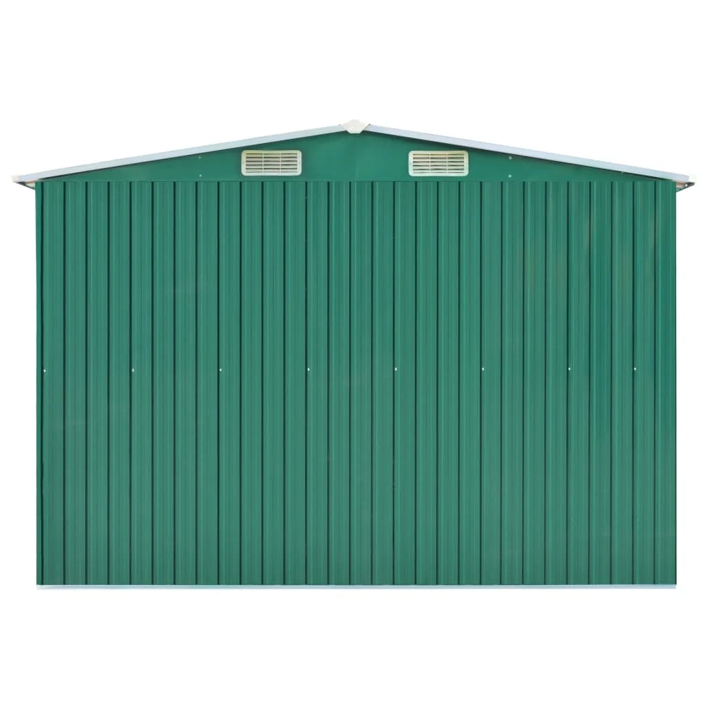 Casetta da giardino cabina ripostiglio casetta da esterno robusta casetta per attrezzi 257 x 779 x 181 cm acciaio zincato verde 02_0022373