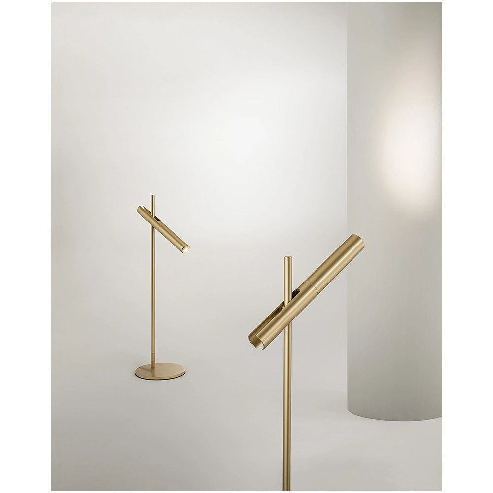 Sniper - Lampada da Tavolo in metallo, Colore oro, Testina orientabile, H.57 cm, 6W, Dimmerabile, 3000K, 480Lm - Perenz