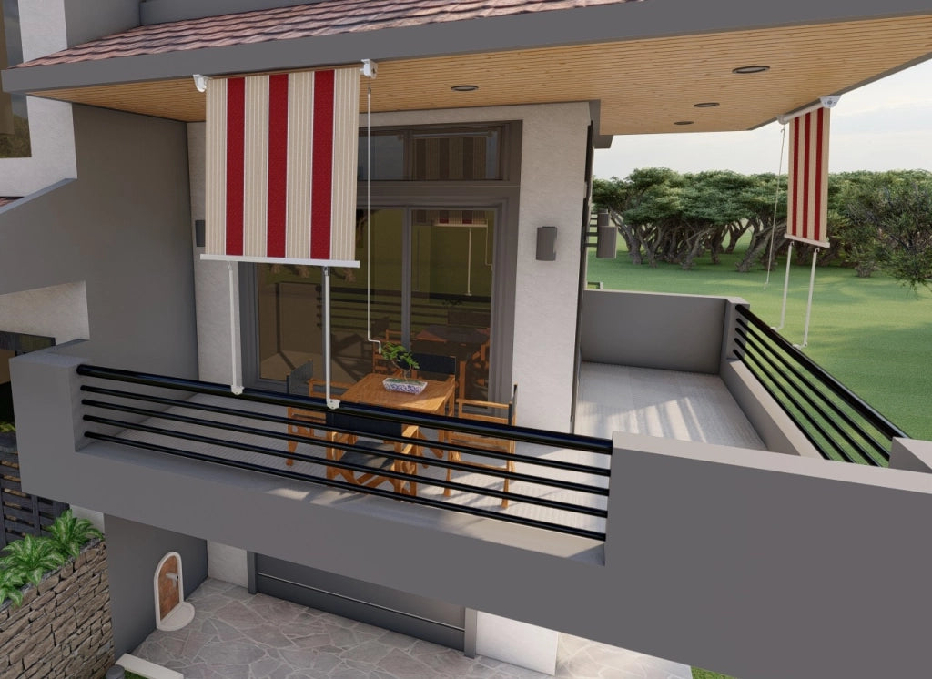 Tenda da sole a caduta con bracci per balcone terrazzo finestra 150cm Beige Bordeaux Golisa