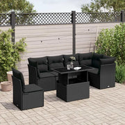 Set Divani da Giardino con Cuscini 7pz Nero Polyrattan