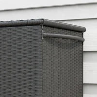 Baule da Giardino in Rattan PE con Ruote e Maniglia Laterale, 121x57x67cm, Nero