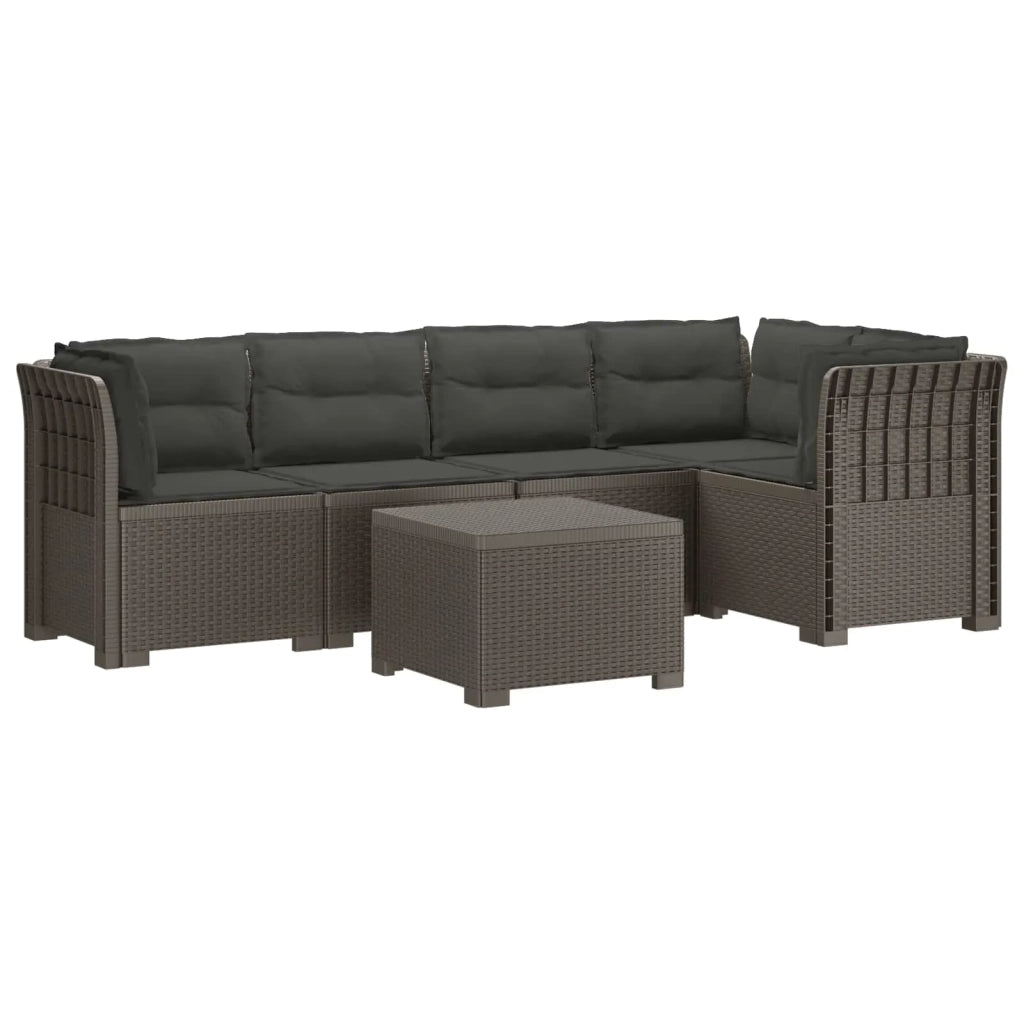 Divano da Giardino 5 Posti con Cuscini Stile Rattan PP 3444099