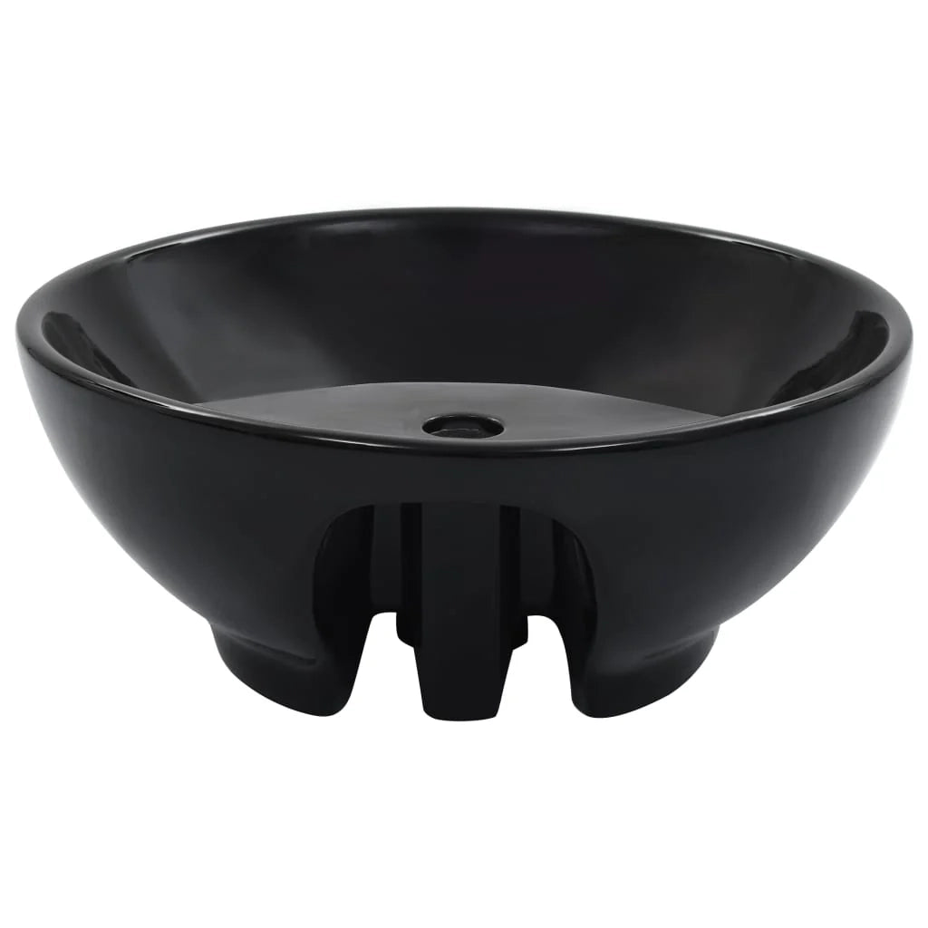 Lavabo con troppopieno lavabo da appoggio interno bagno cabina doccia box WC 46,5 x 18 cm ceramica nera 02_0002613