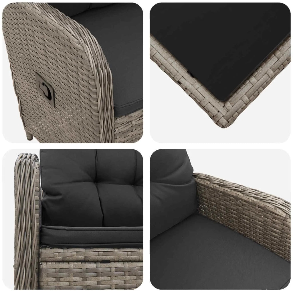 Set Lounge da Giardino 3 pz Grigio e Grigio Scuro 3422363