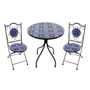 Set tavolo e sedie da giardino in acciaio e mosaico - HELENE