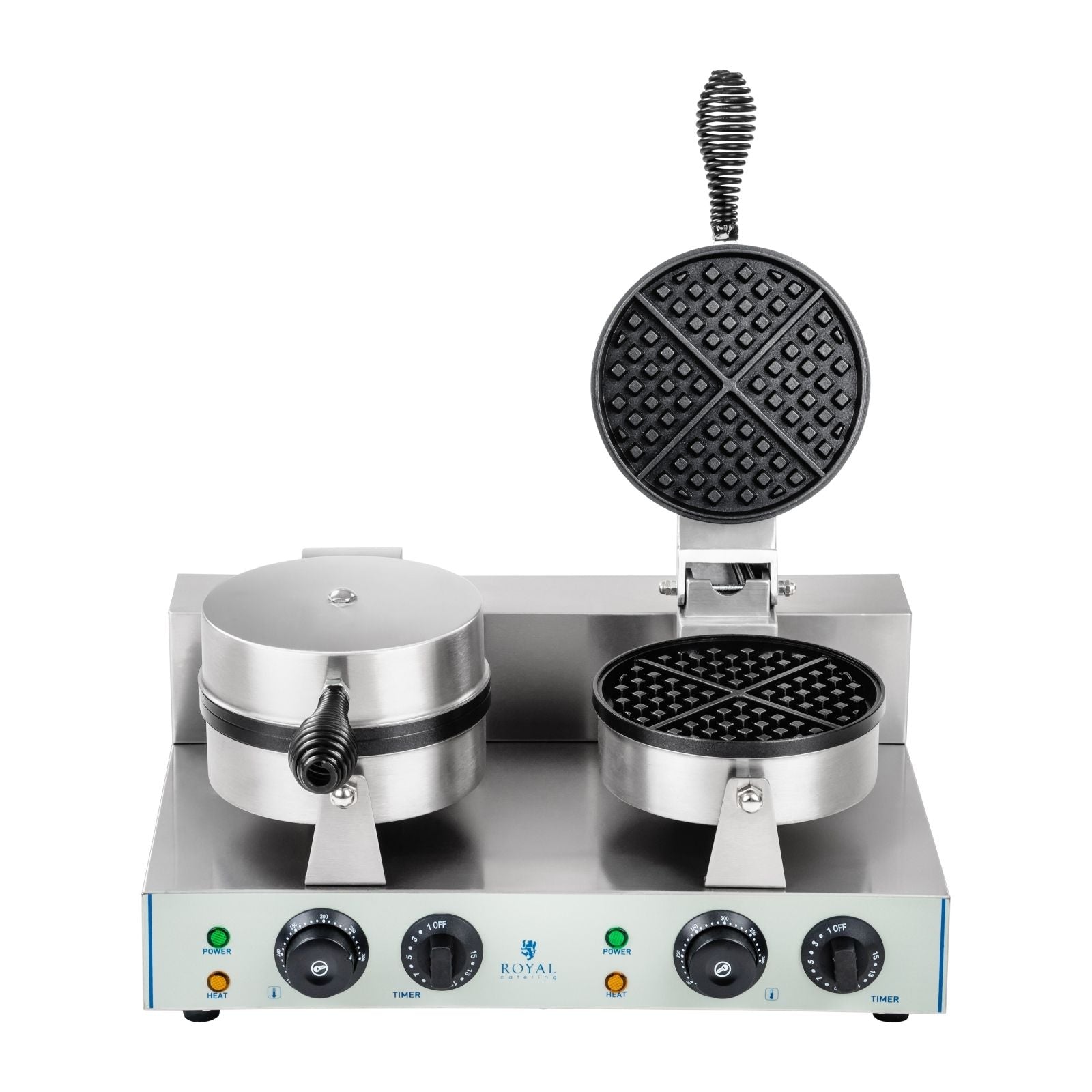 Macchina per waffle tonda doppia professionale Tonda Teflon potenza 2 x 1 300 watt 3614060