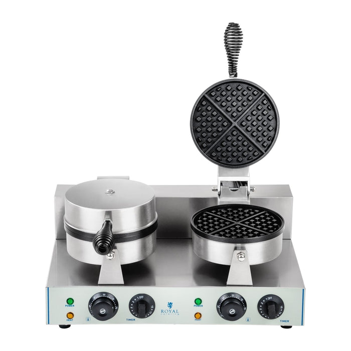 Macchina per waffle tonda doppia professionale Tonda Teflon potenza 2 x 1 300 watt 3614060