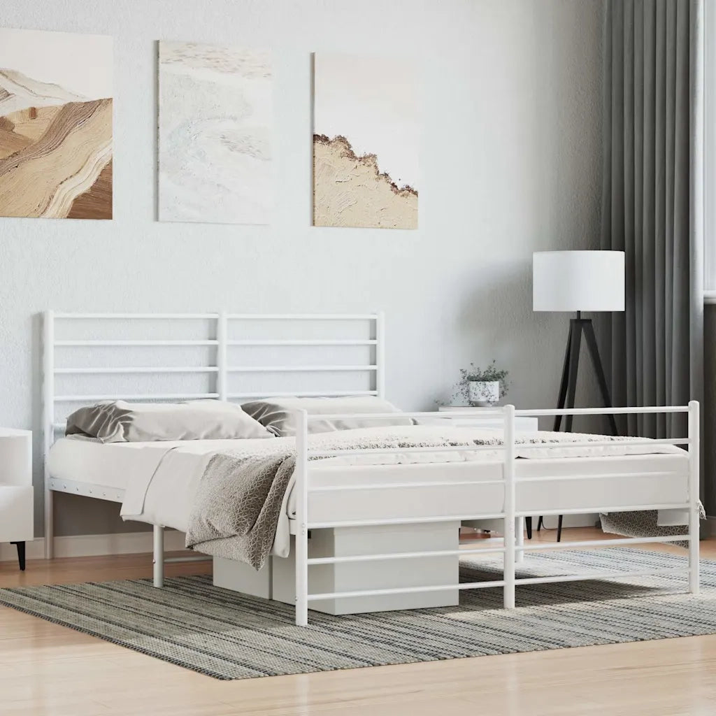 Giroletto con Testiera e Pediera Metallo Bianco 120x190 cmcod mxl 73359