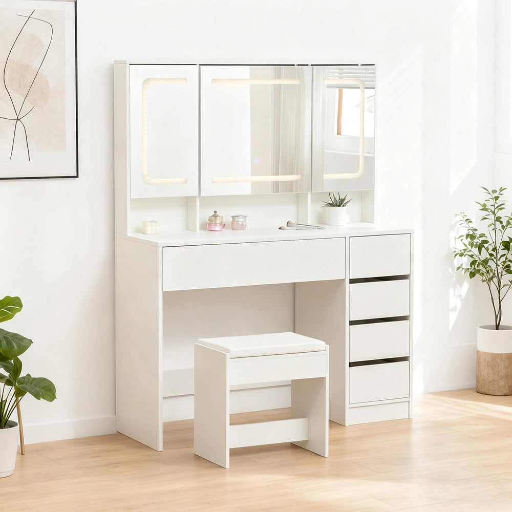 Toeletta con illuminazione - Xylo - Specchio, cassetti e LED integrato