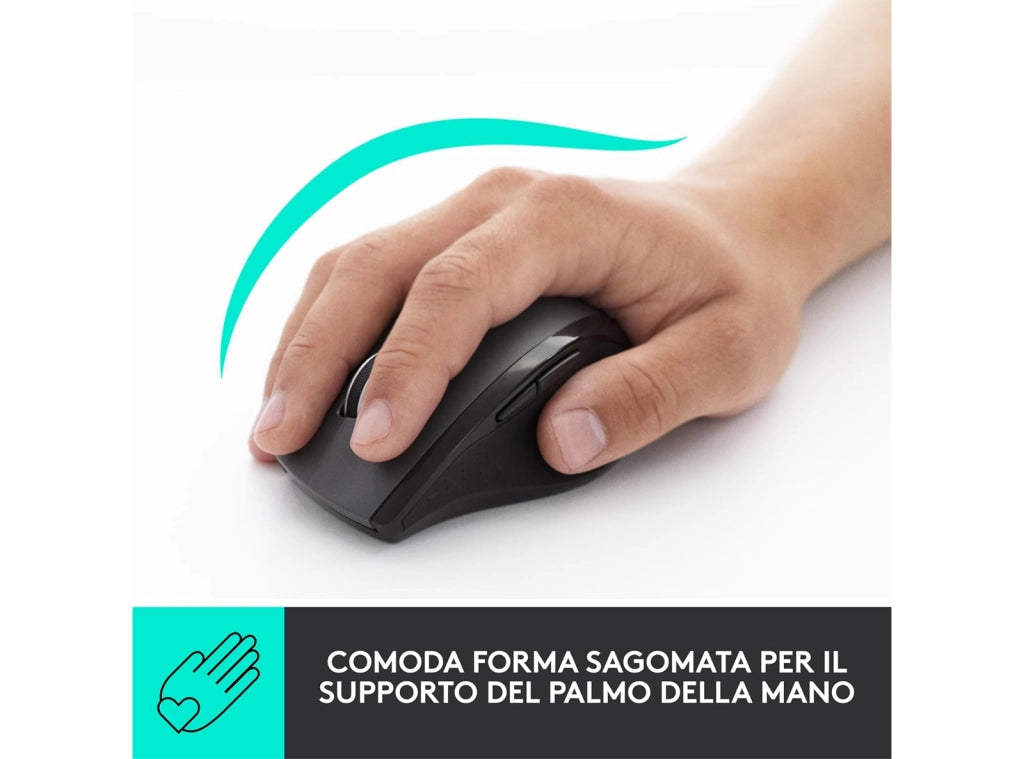 Mouse Wireless Logitech M705 Marathon con Ricevitore USB Unifying 5 Pulsanti Programmabili  Compatibile con PC Mac Laptop Chromebook - Grafite - con Batterie