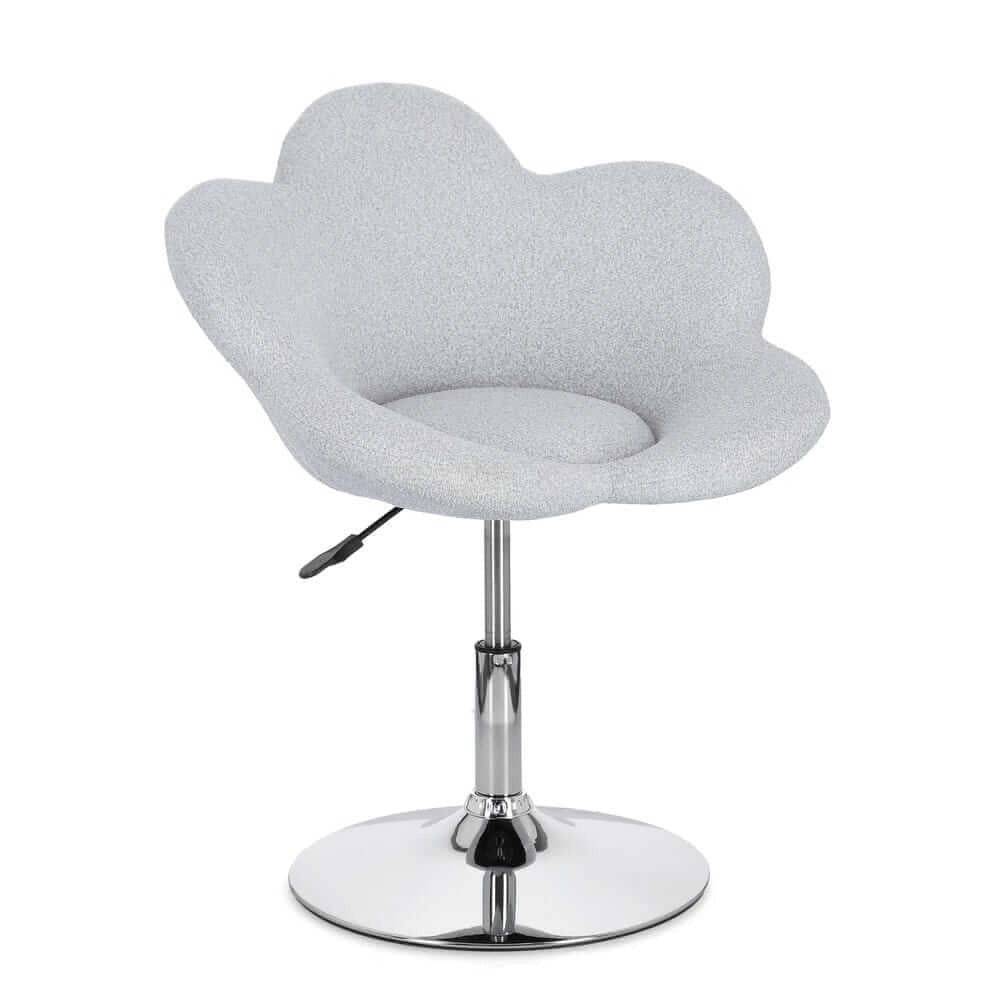 Set di 2 Poltroncine Girevoli Regolabili in Tessuto Bouclé con Base Cromata - BLOOM