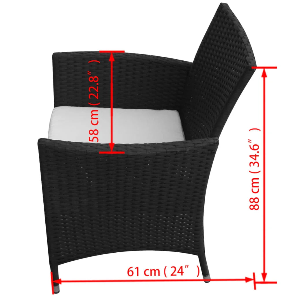 Set da pranzo da giardino 7 pezzi con cuscini resina intrecciata nera 02_0014932