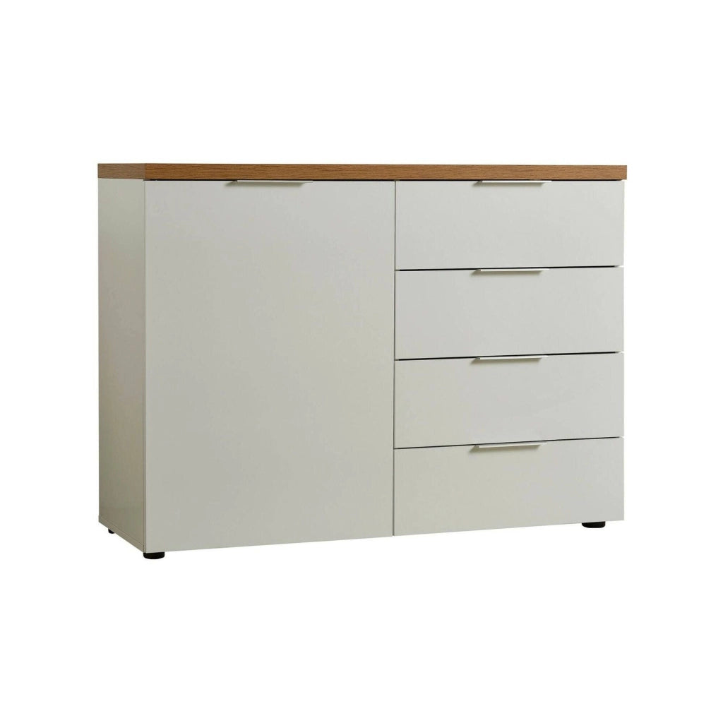 Madia Bagwis, Credenza 2 Ripiani Made in Italy, 120x43x89h cm Bianco Lucido