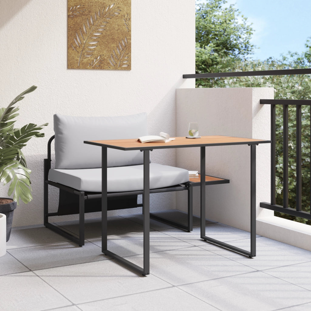 Set da pranzo da giardino da 2 pezzi con sedia singola e cuscini grigio chiaro