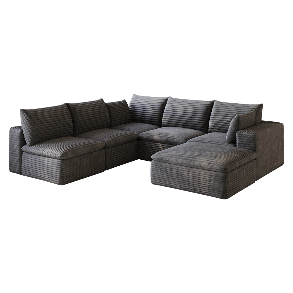 Divano Cloud 3 Posti in Velluto a Coste ¨C MINIMAL ¨C Grigio Scuro, Imbottito, Sfoderabile