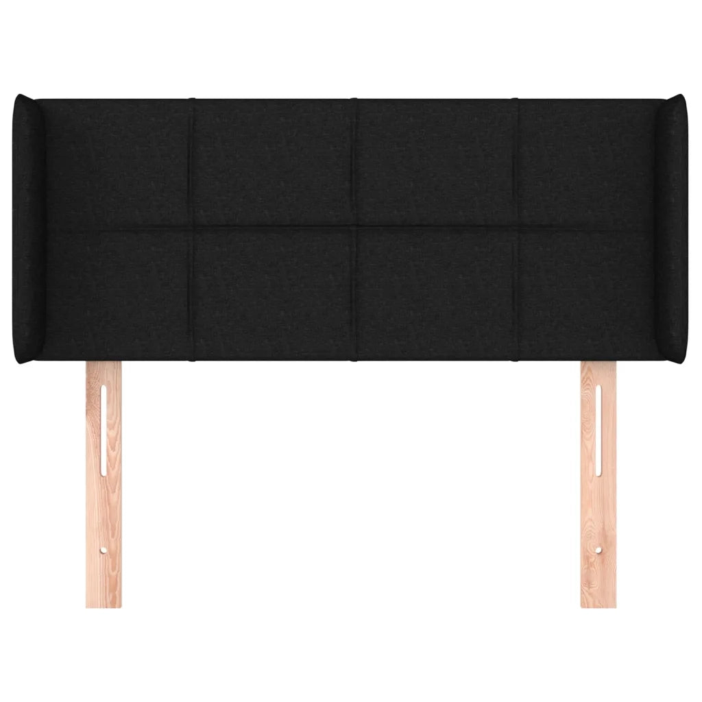 Testiera | Testata ad Orecchio Nera 103x16x78/88 cm in Tessuto