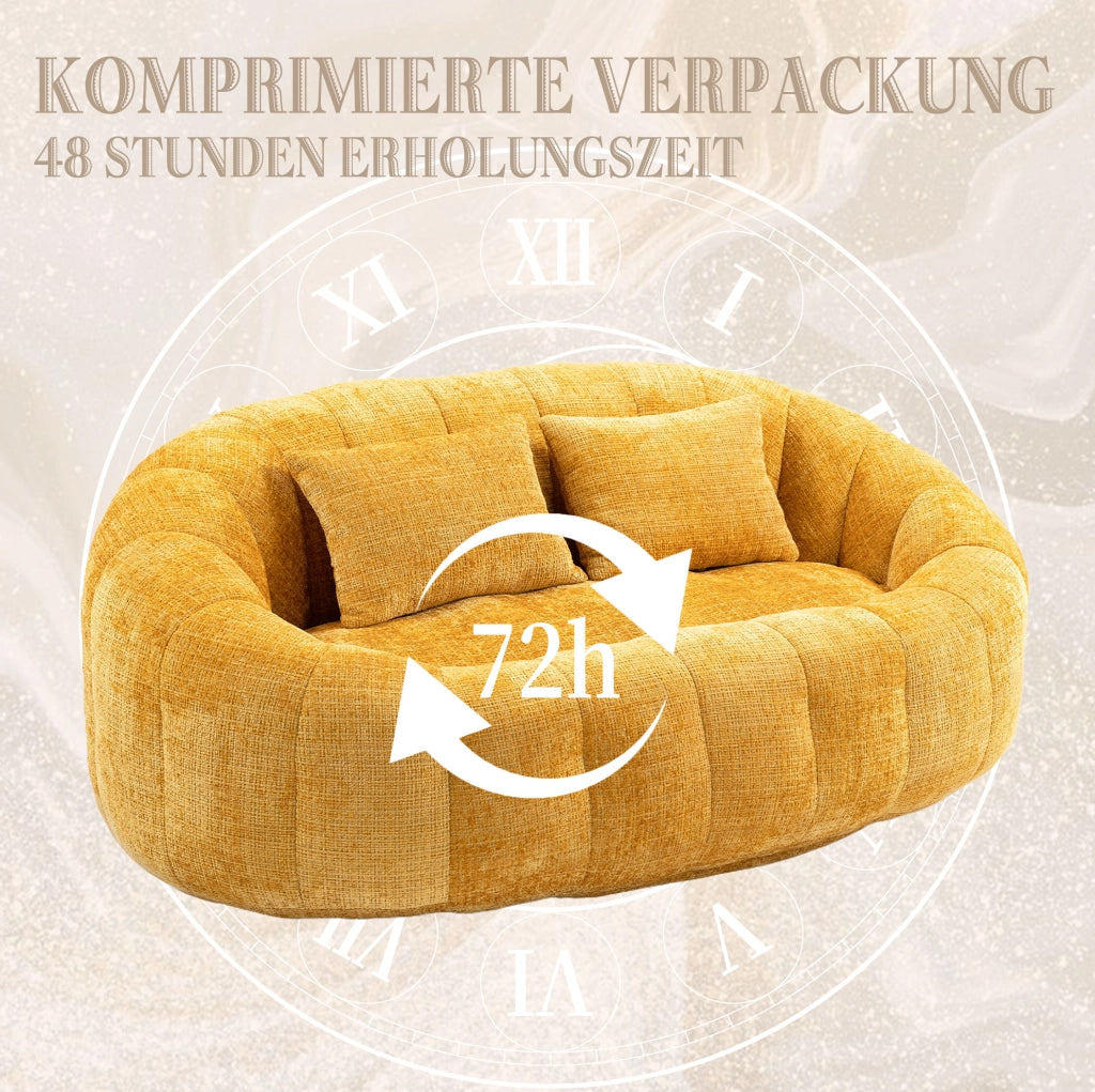 Divano lounge in ciniglia giallo con schiuma memory 150 cm