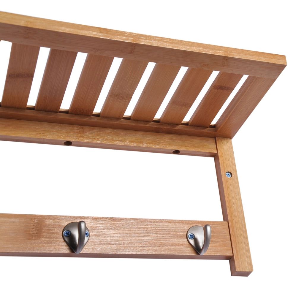 Appendiabiti a muro in bamb¨´ con 4 ganci e ripiano ¨C zephmum ¨C 50x16x17,5 cm