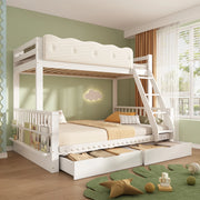 Letto a castello 90x200/140x200 cm con cassetti e portariviste bianco HAVRYA