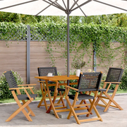 Set da Pranzo per Giardino 5pz Nero Polyrattan e Legno Massello 3281694