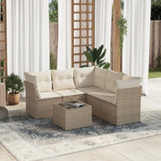 Set Divano da Giardino 6 pz con Cuscini Beige in Polyrattancod mxl 87255