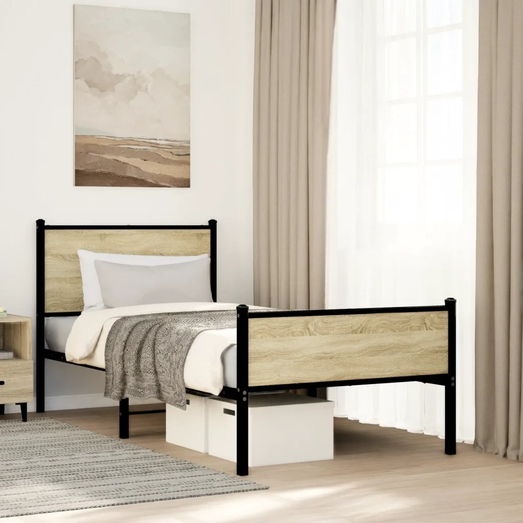 Giroletto senza Materaso in Metallo Rovere Sonoma 75x190 cm 4007894