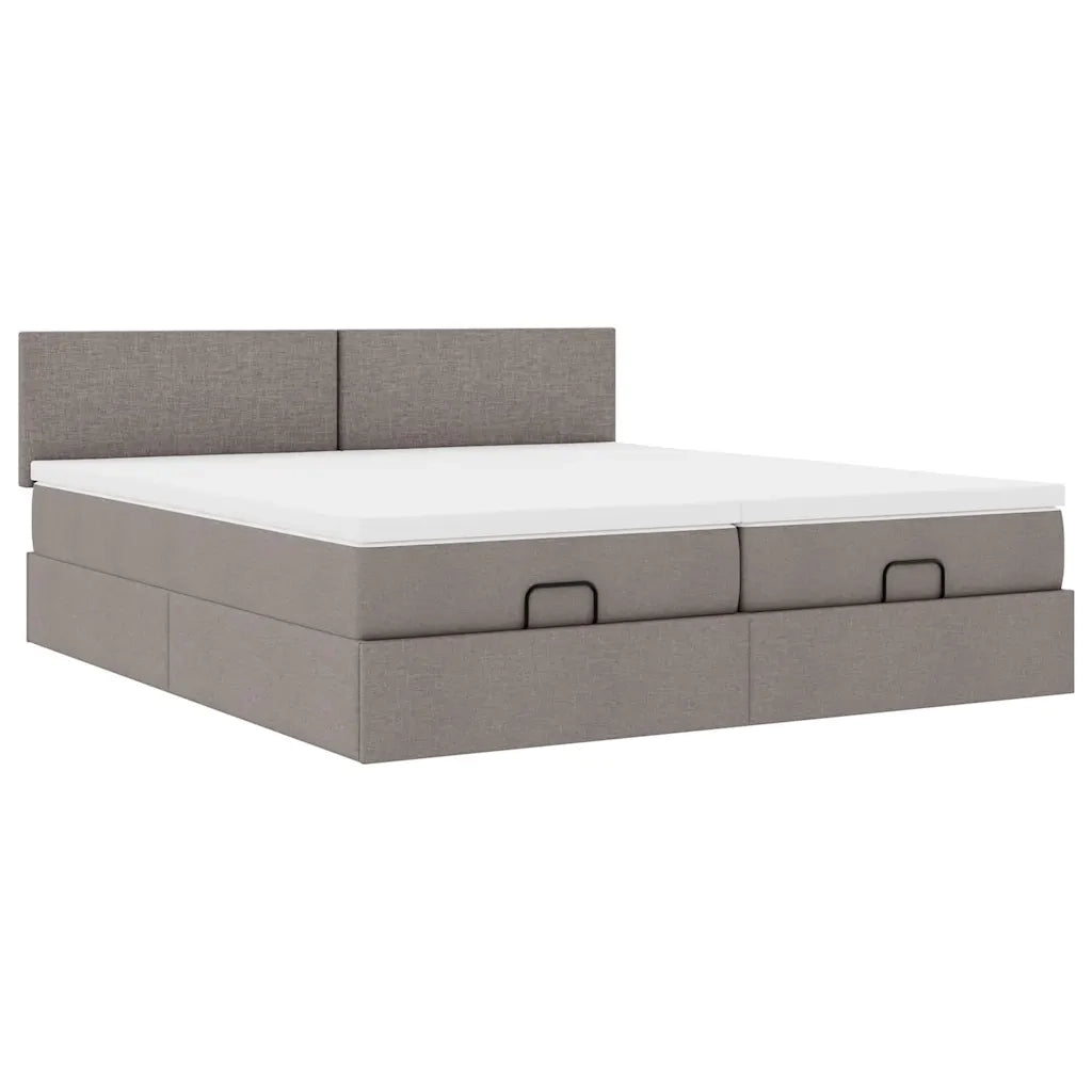 Struttura Letto Pouf con Materassi Tortora 180x200cm in Tessuto 3312826