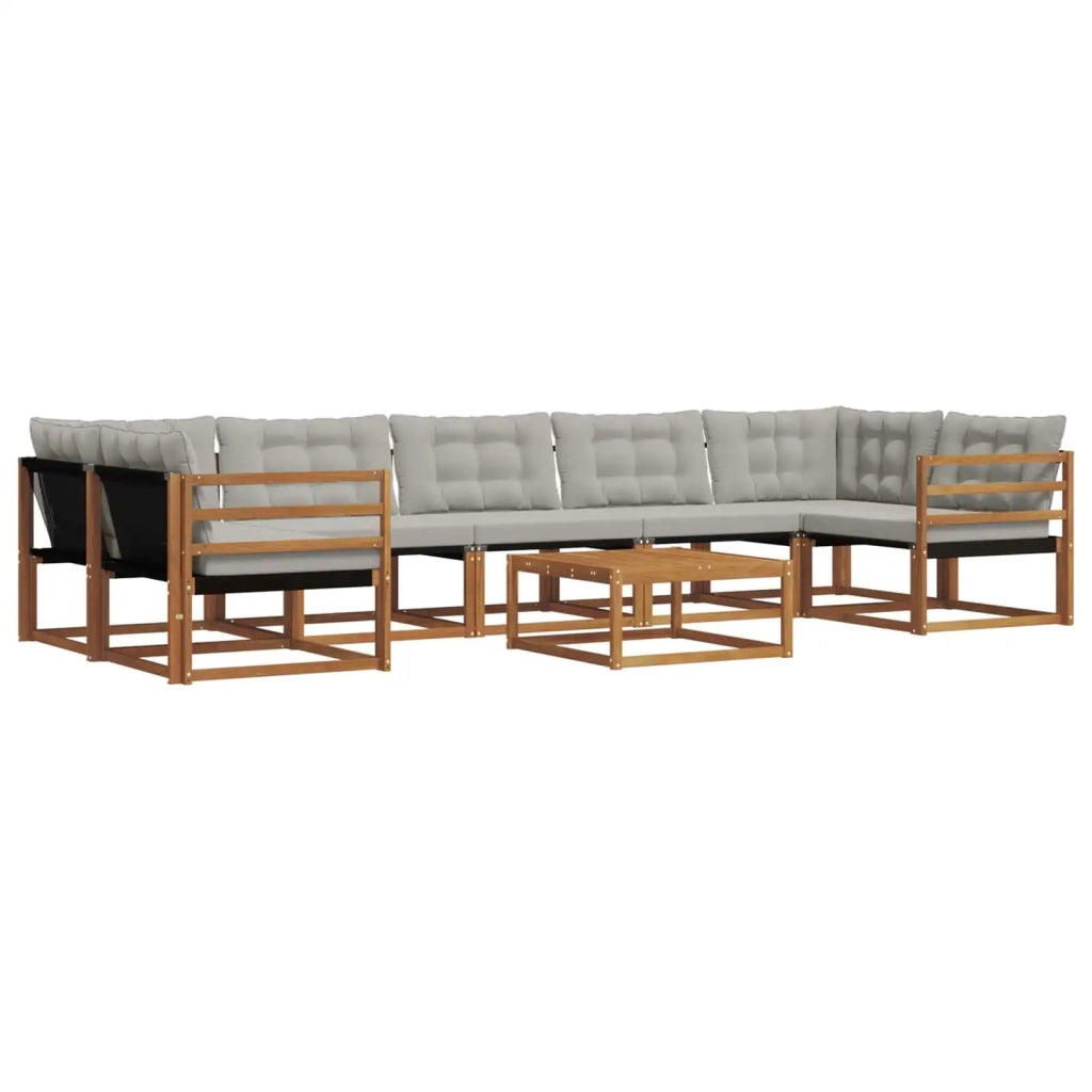 Set di divani da esterno 8 pcs Grigio Naturale e Chiaro