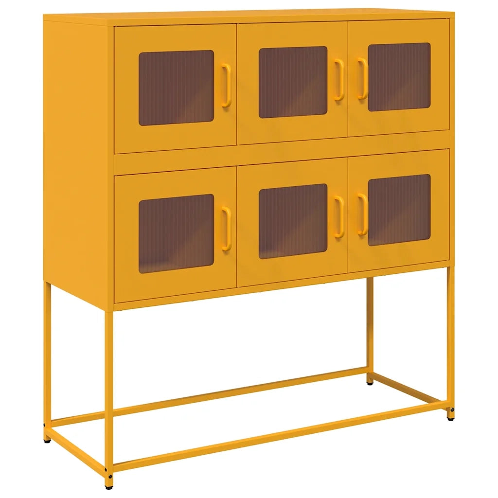 Credenza-Buffet-Armadio da cucina Giallo Senape 100,5x39x107cm Acciaio Laminato Freddo 633928