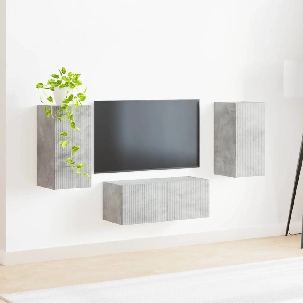 Set mobile TV 6 pcs Grigio cemento Legno multistrato