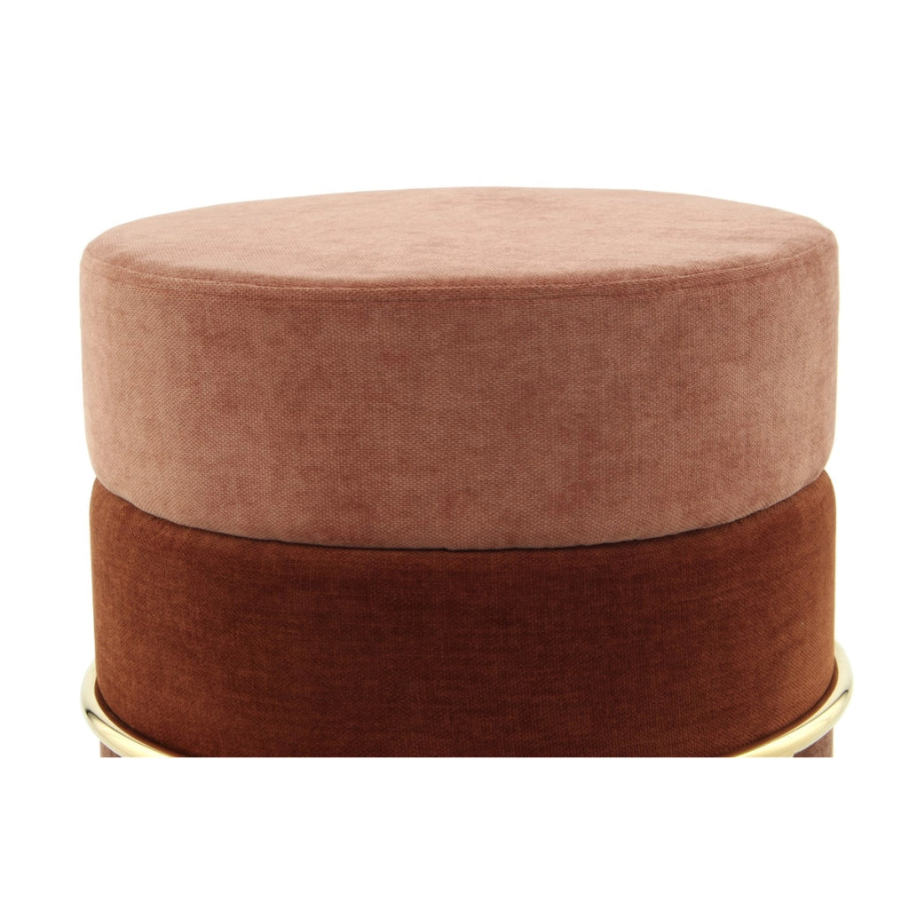 Pouf tondo Matilda 225 in velluto terra e oro