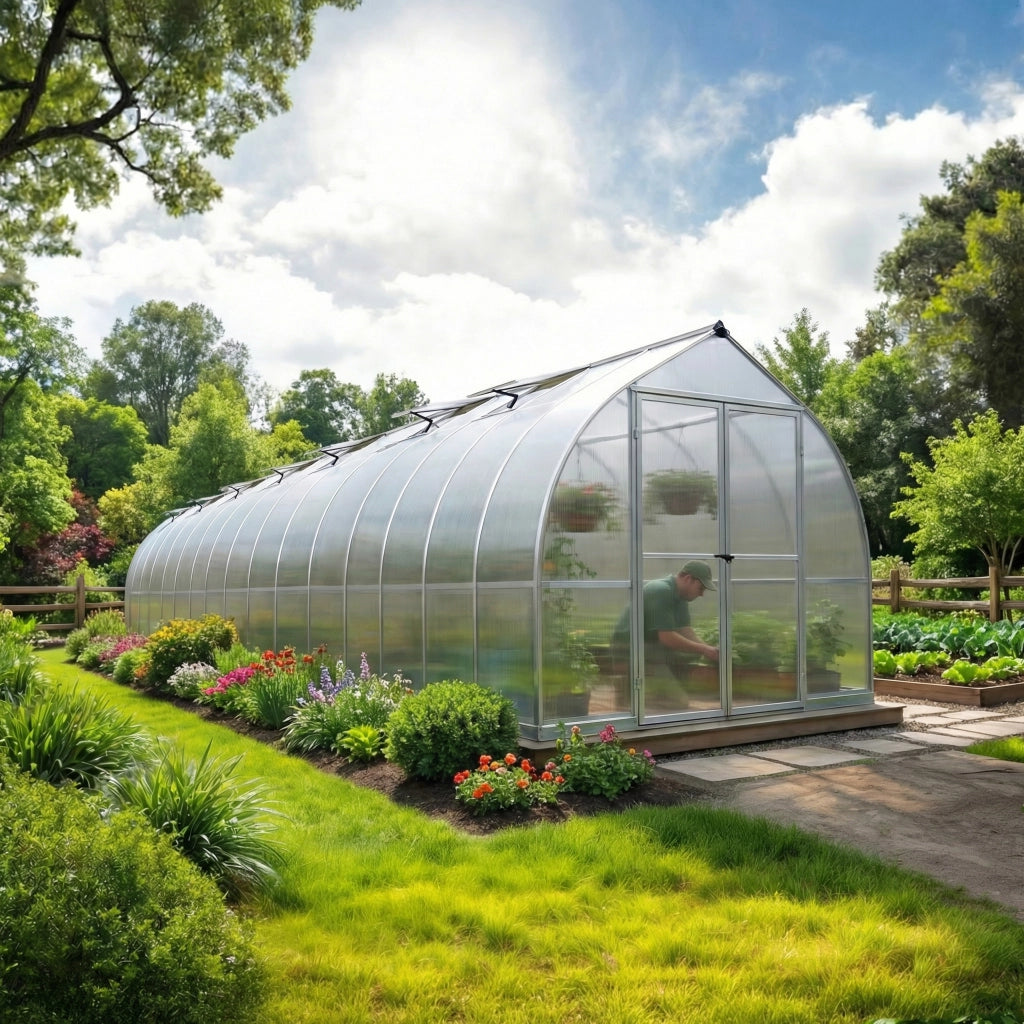 Canopia Bella Doppio Strato Serra Da Giardino in Policarbonato 964X244X219 cm Argento