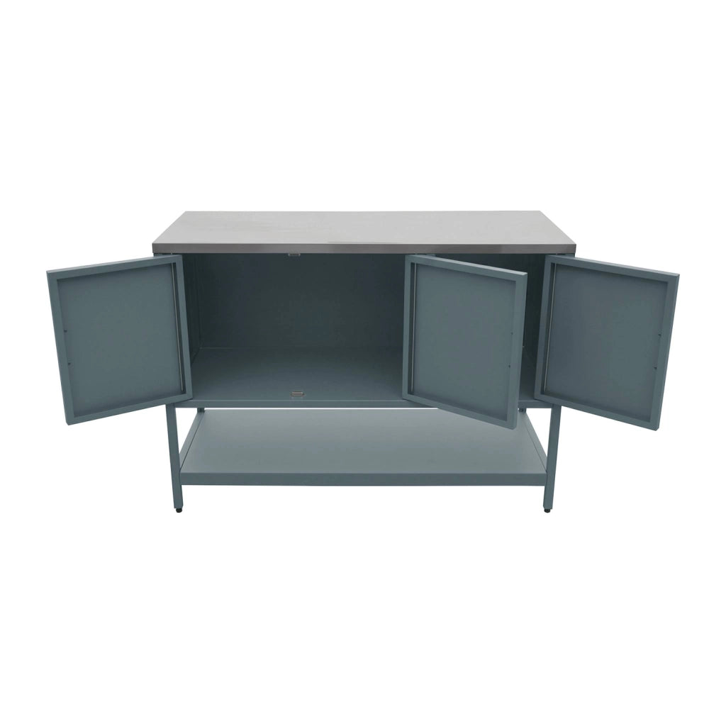 Mobile da esterno in acciaio 3 ante e 1 ripiano, 120cm, blu grigio