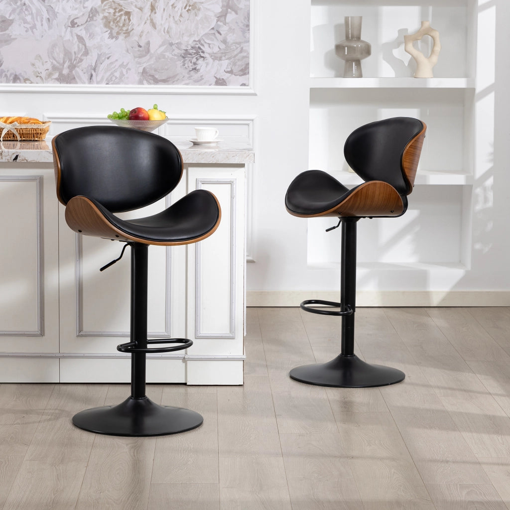 Sgabello da bar girevole regolabile in altezza con schienale ergonomico e poggiapiedi in pu nero