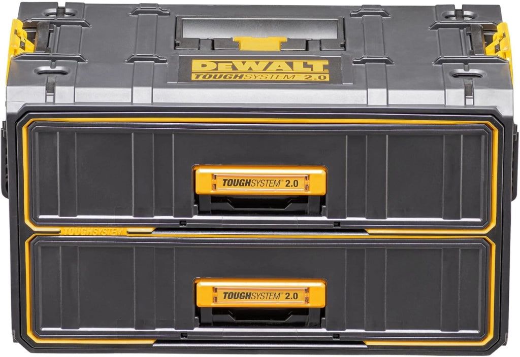 DEWALT DWST83529-1, TOUGHSYSTEM 2.0 2x CASSETTIERA- CHIUSURE AUTO STACKING - Chiusure intuitive, facili da usare e che fanno risparmiare tempo per collegare i moduli insieme