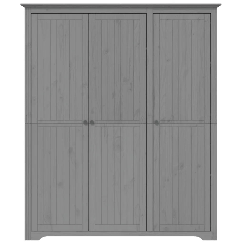 Armadio BODO 146x53,5x173 cm in Legno Massello di Pino Grigio 355064
