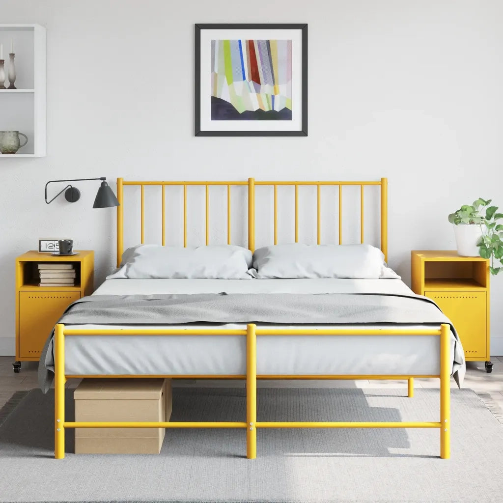 Comodini 2 pz-Set di 2 Tavolino da notte Giallo Senape 36x39x59 cm in Acciaio